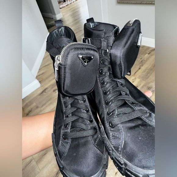 Prada nylon high top sneakers size 11 retail $1,500 sold - Picture 5 of 16